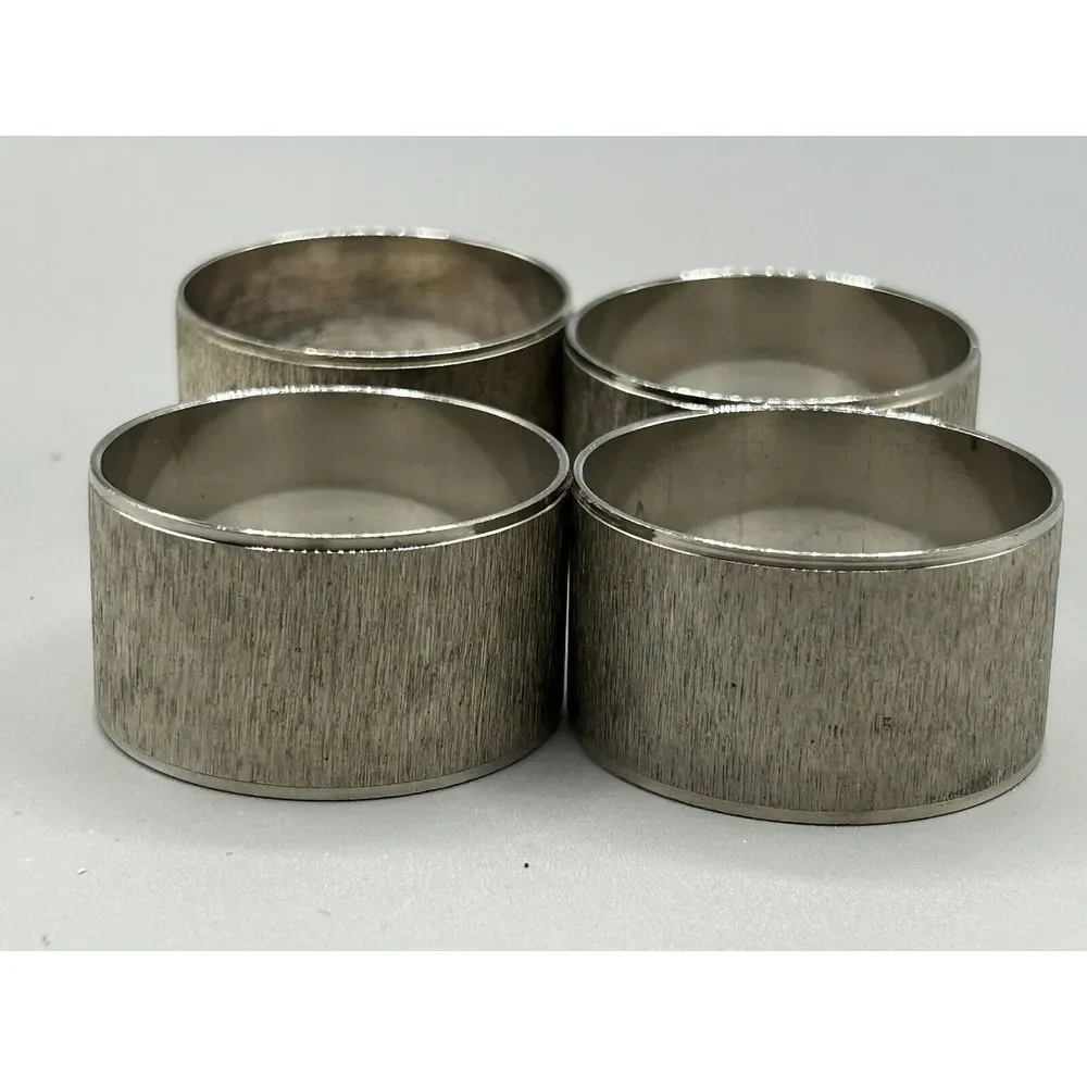 Brushed‎ Silver tone Napkin Rings Set Of 4
